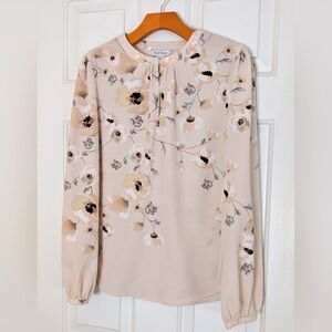 WHBM Long Sleeve Floral Print Top